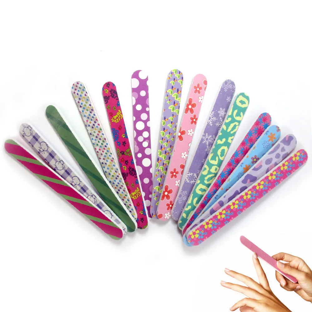 12 Double Sided Nail File Emery Board Manicure Pedicure Assorted Gift Set Design