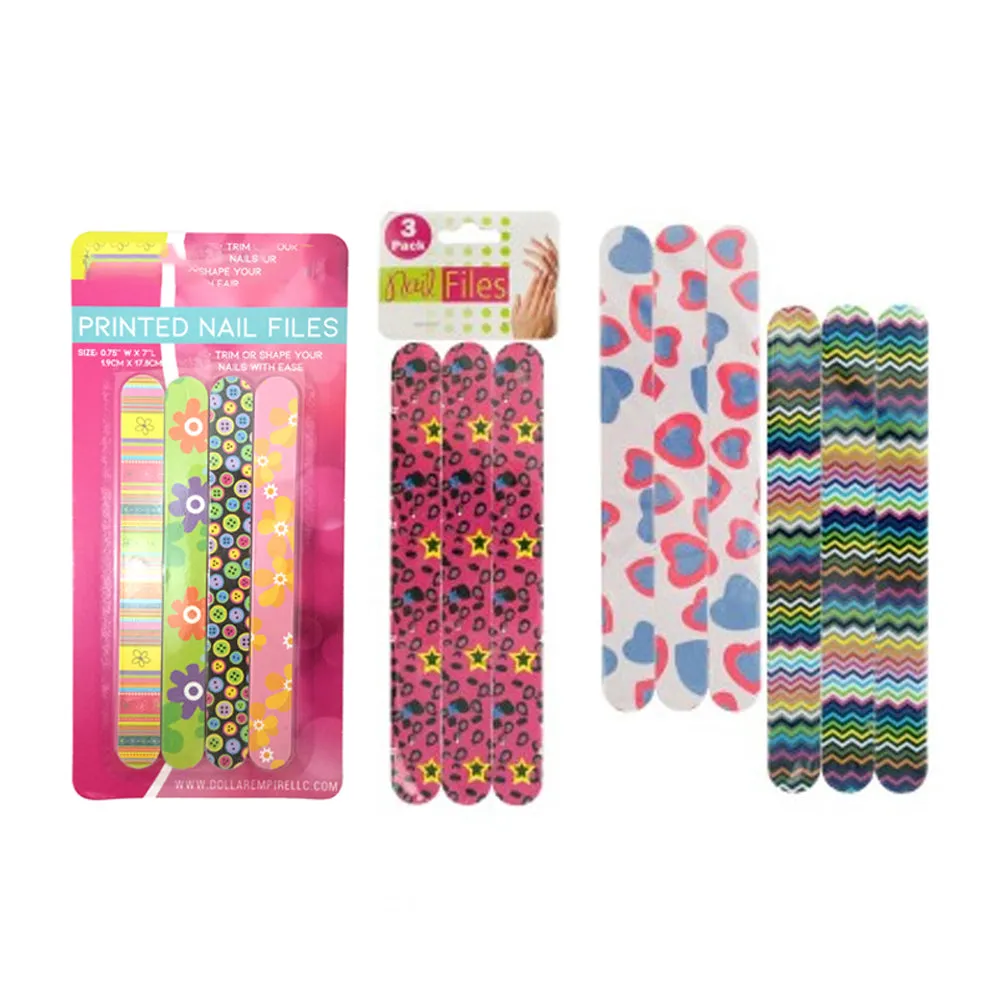 12 Double Sided Nail File Emery Board Manicure Pedicure Assorted Gift Set Design