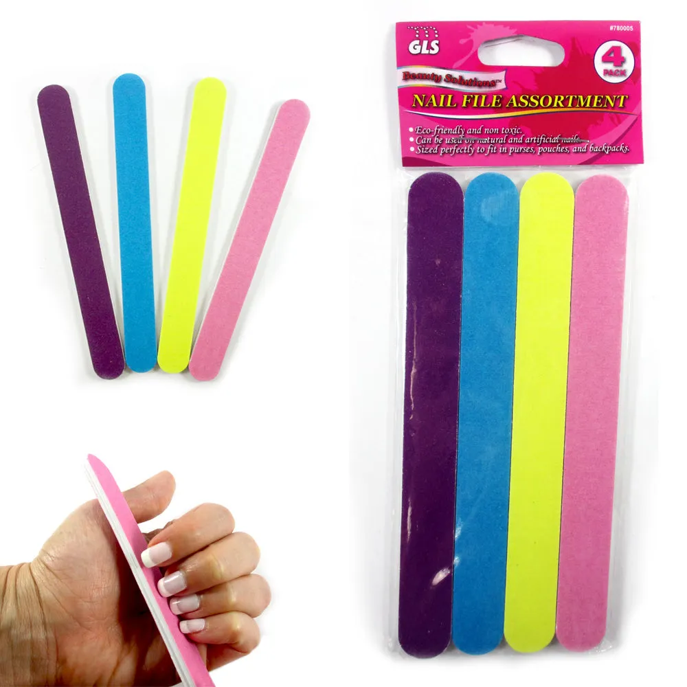 4 Pc Double Sided Nail File Emery Board Gel Manicure Pedicure Beauty Spa Files