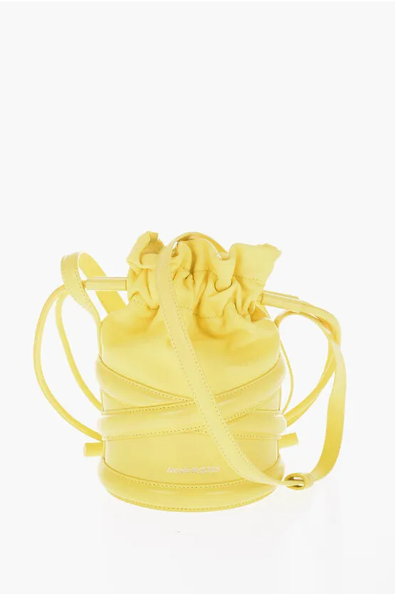 Alexander McQueen Leather Bucket Bag with Embossed Logo Unica One size