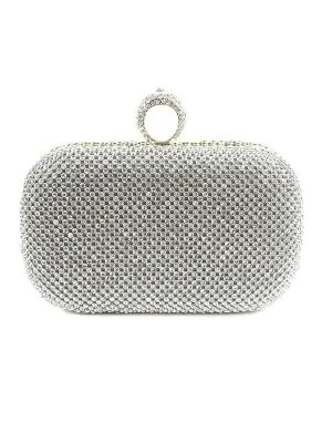 Alloy Solid Color Glitter Crystals Clutch Bags