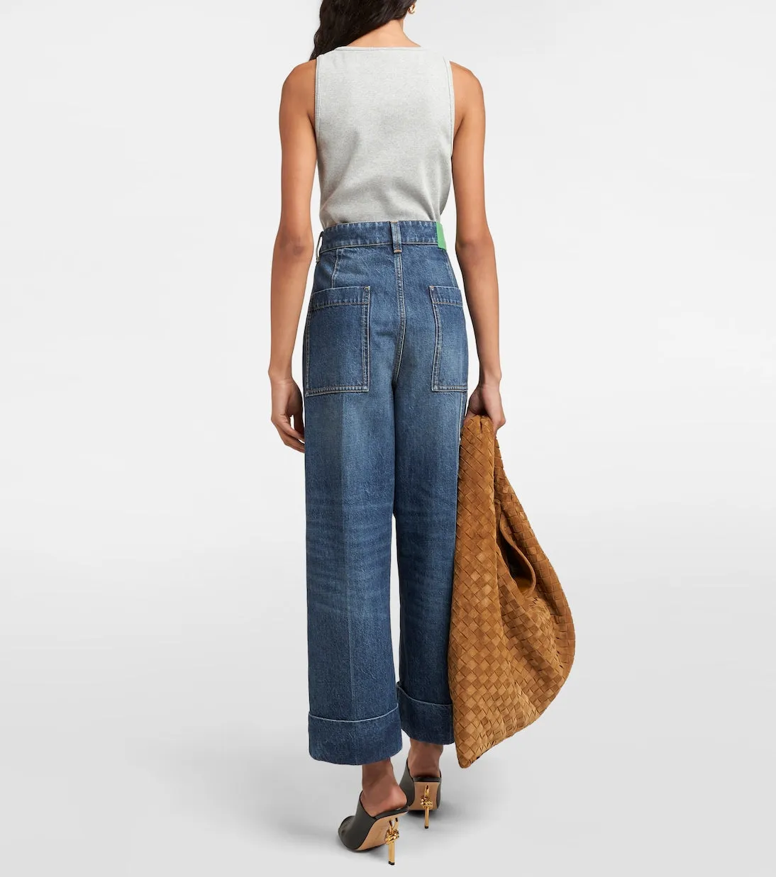 Bottega Veneta High Rise Wide Leg Jeans, Blue