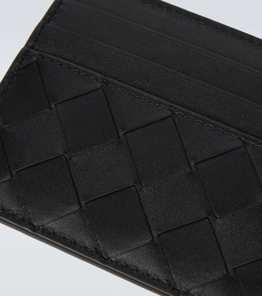 Bottega Veneta intrecciato leather business card holder, black