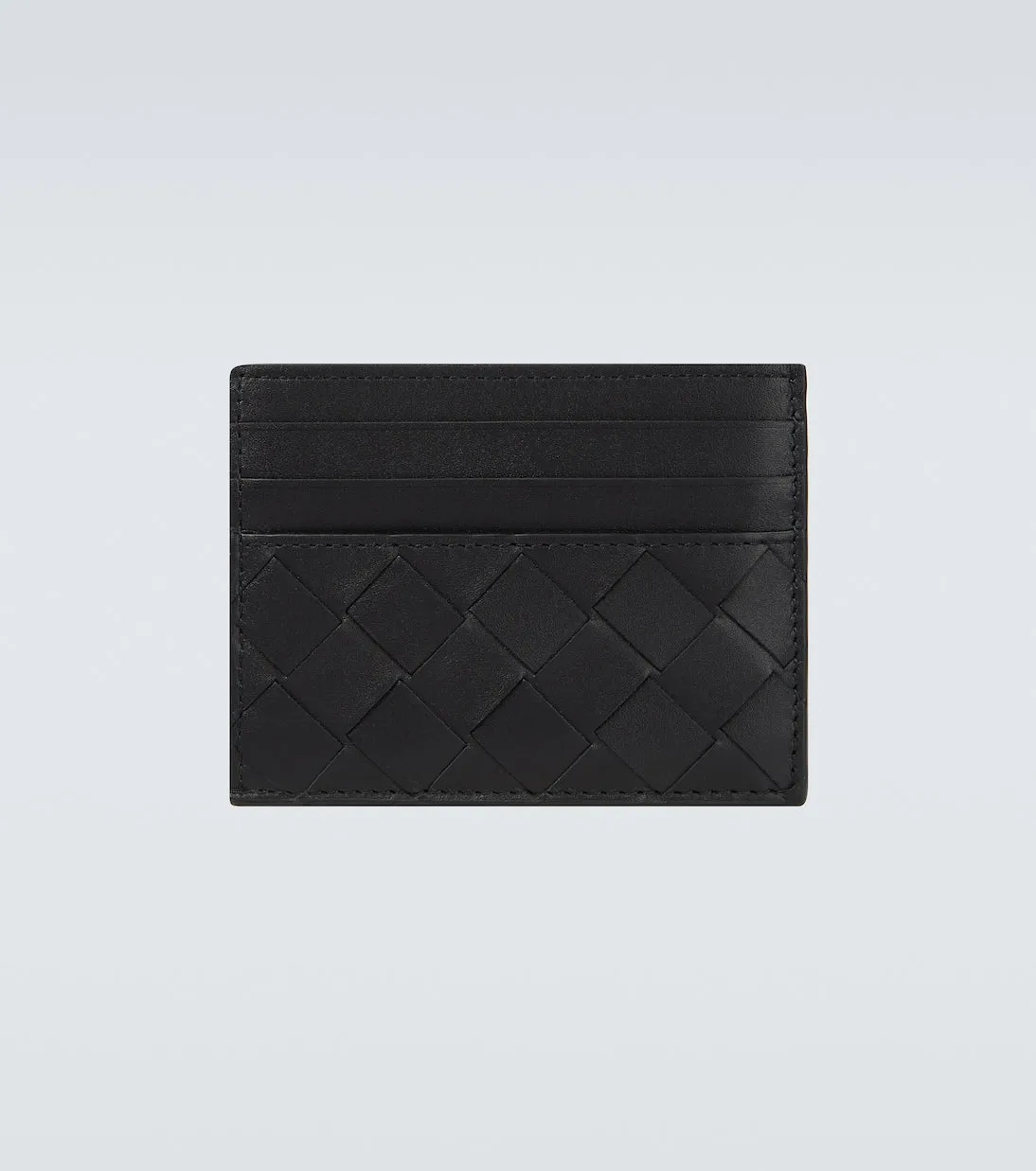 Bottega Veneta intrecciato leather business card holder, black