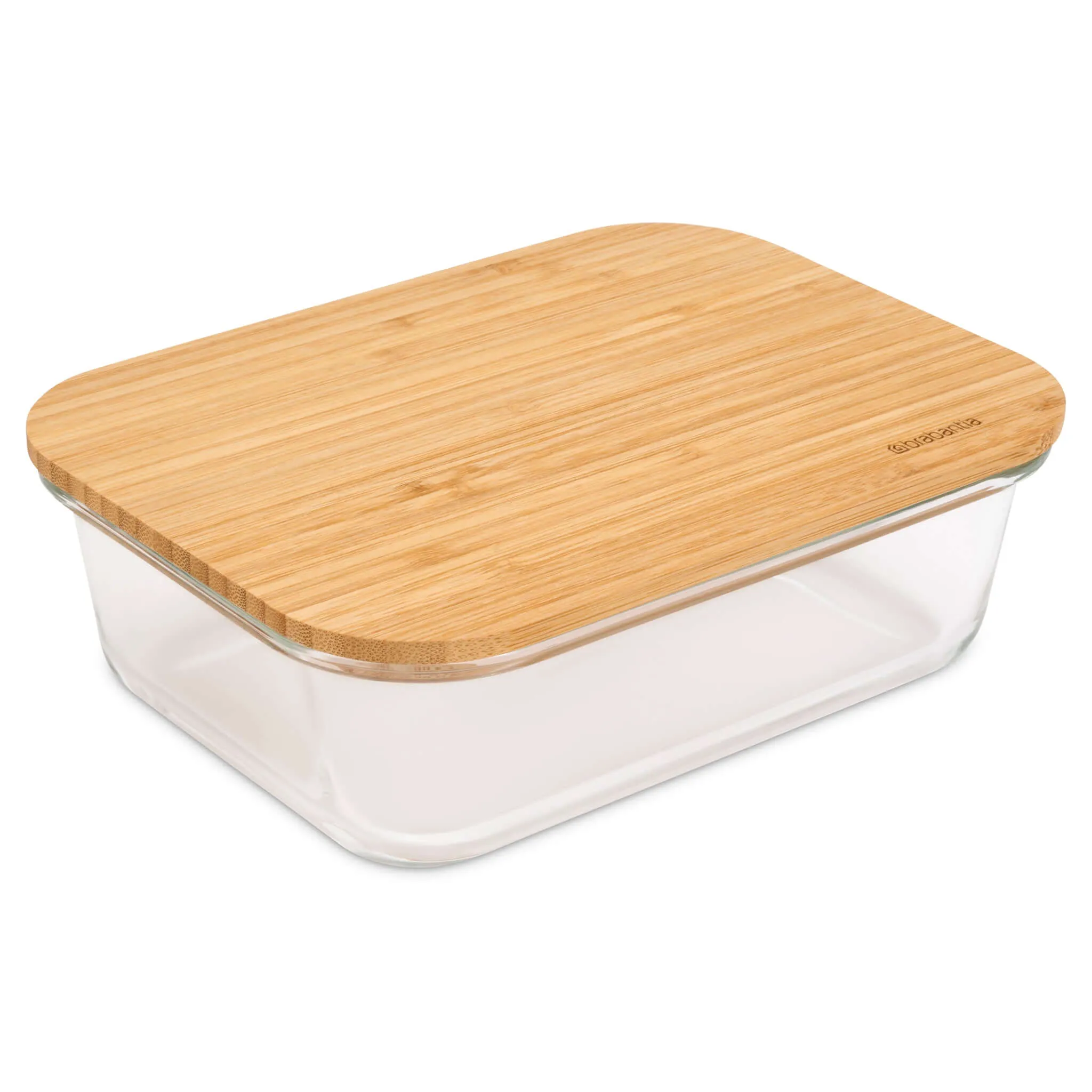 Brabantia Pure Oven Dish Storage Box Glass With Bamboo Lid 1000ml