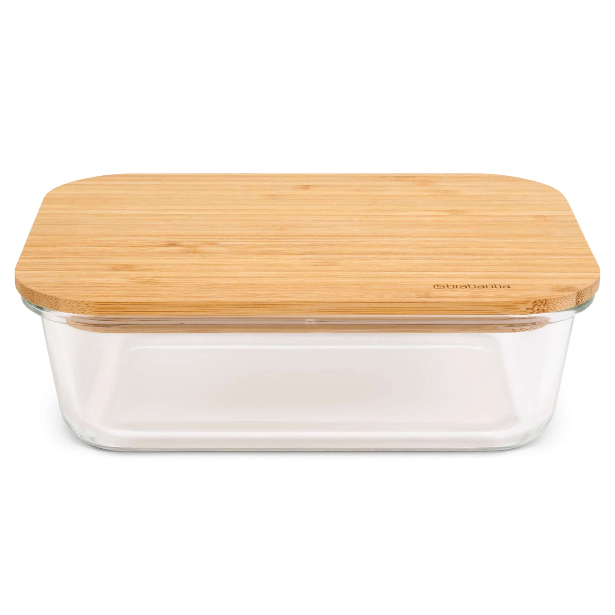 Brabantia Pure Oven Dish Storage Box Glass With Bamboo Lid 1000ml