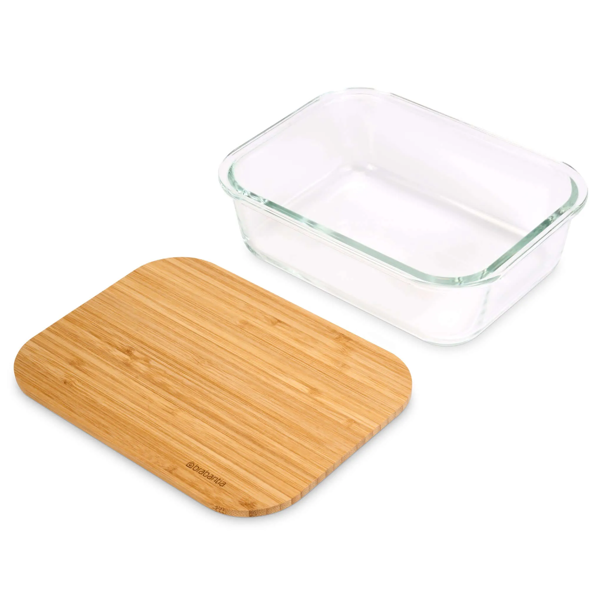 Brabantia Pure Oven Dish Storage Box Glass With Bamboo Lid 1000ml