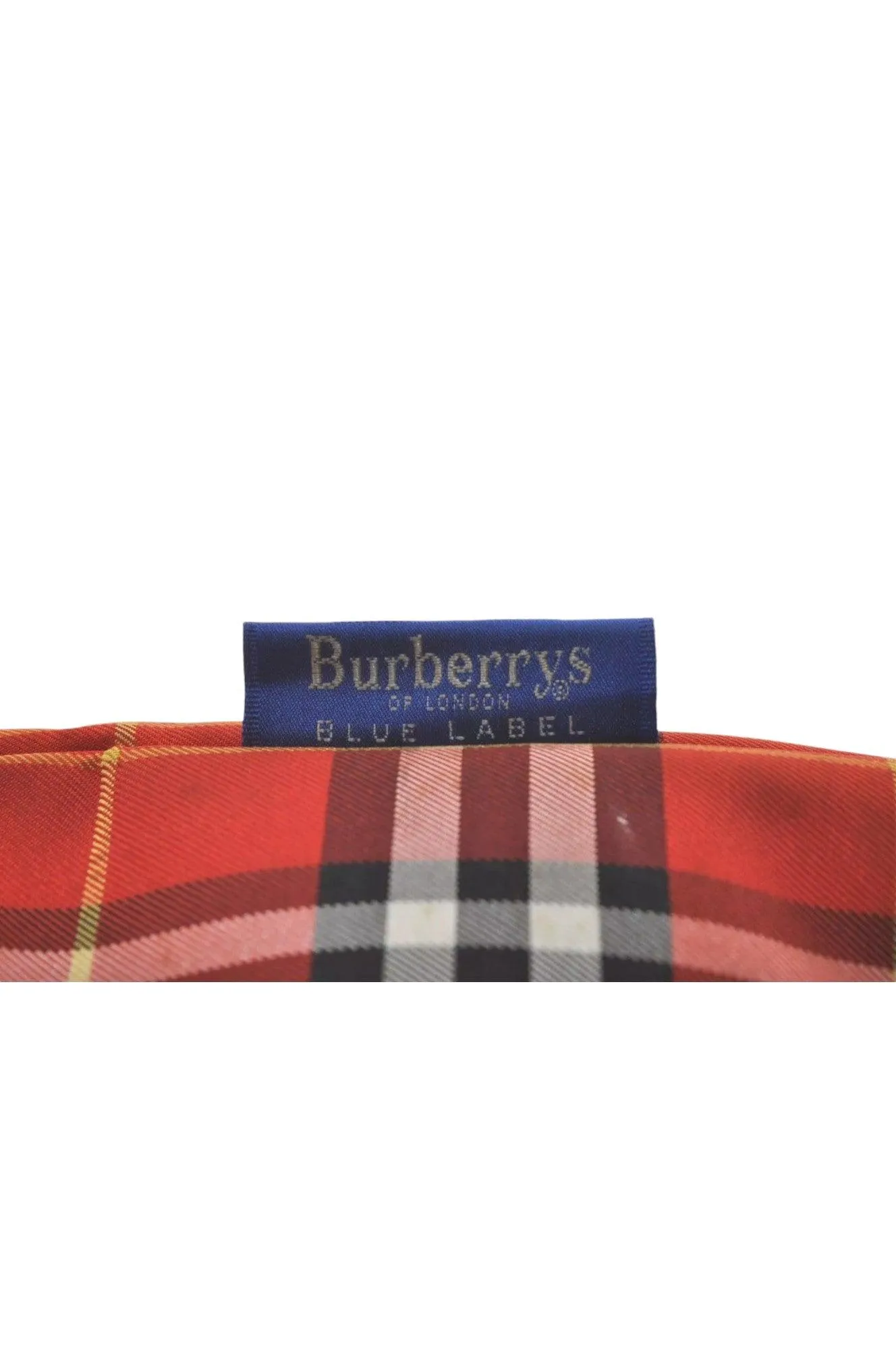 Burberry BLUE LABEL Check Shoulder Tote Bag Nylon Leather Red 9373K