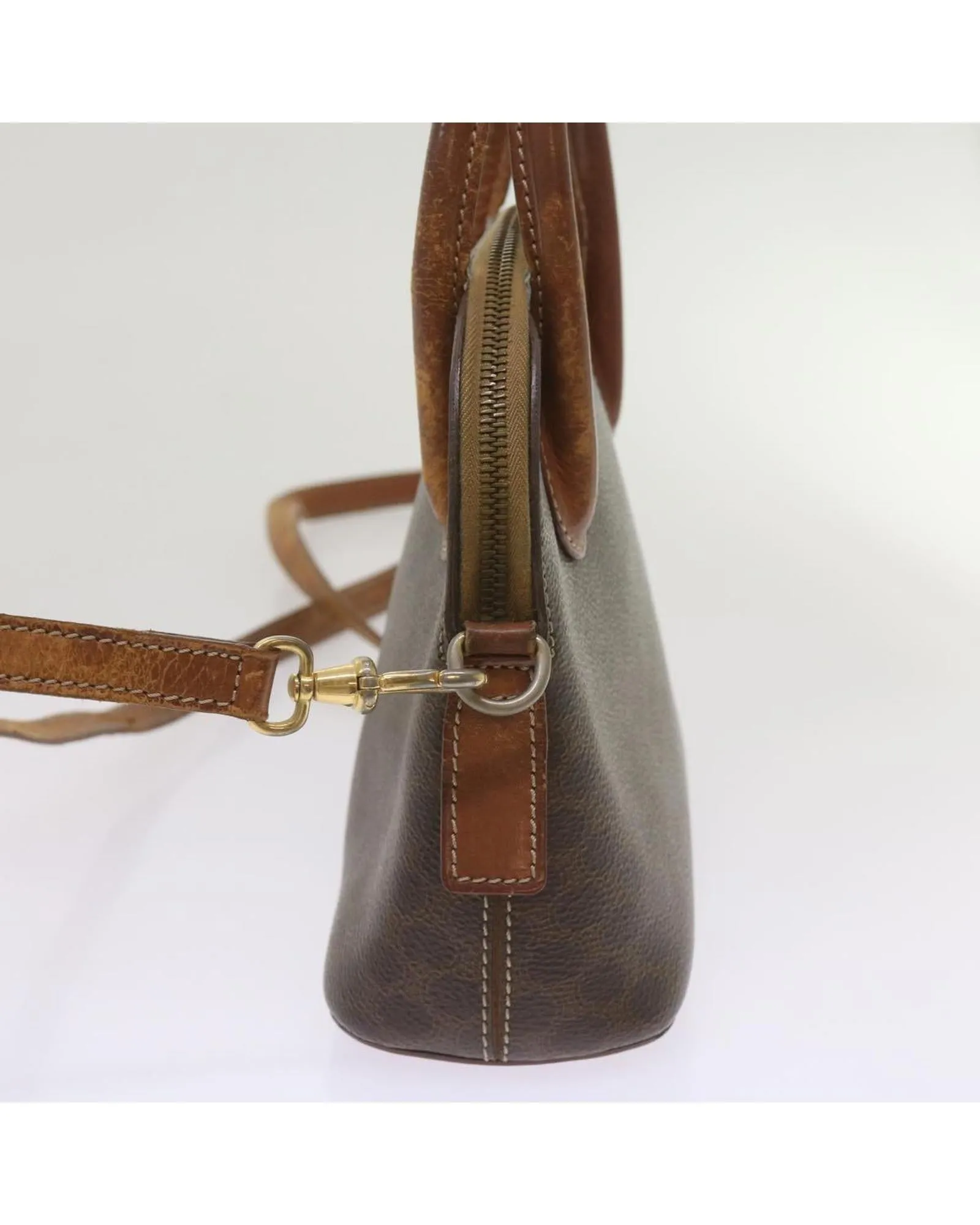 Canvas Hand Bag with Shoulder Strap - Brown