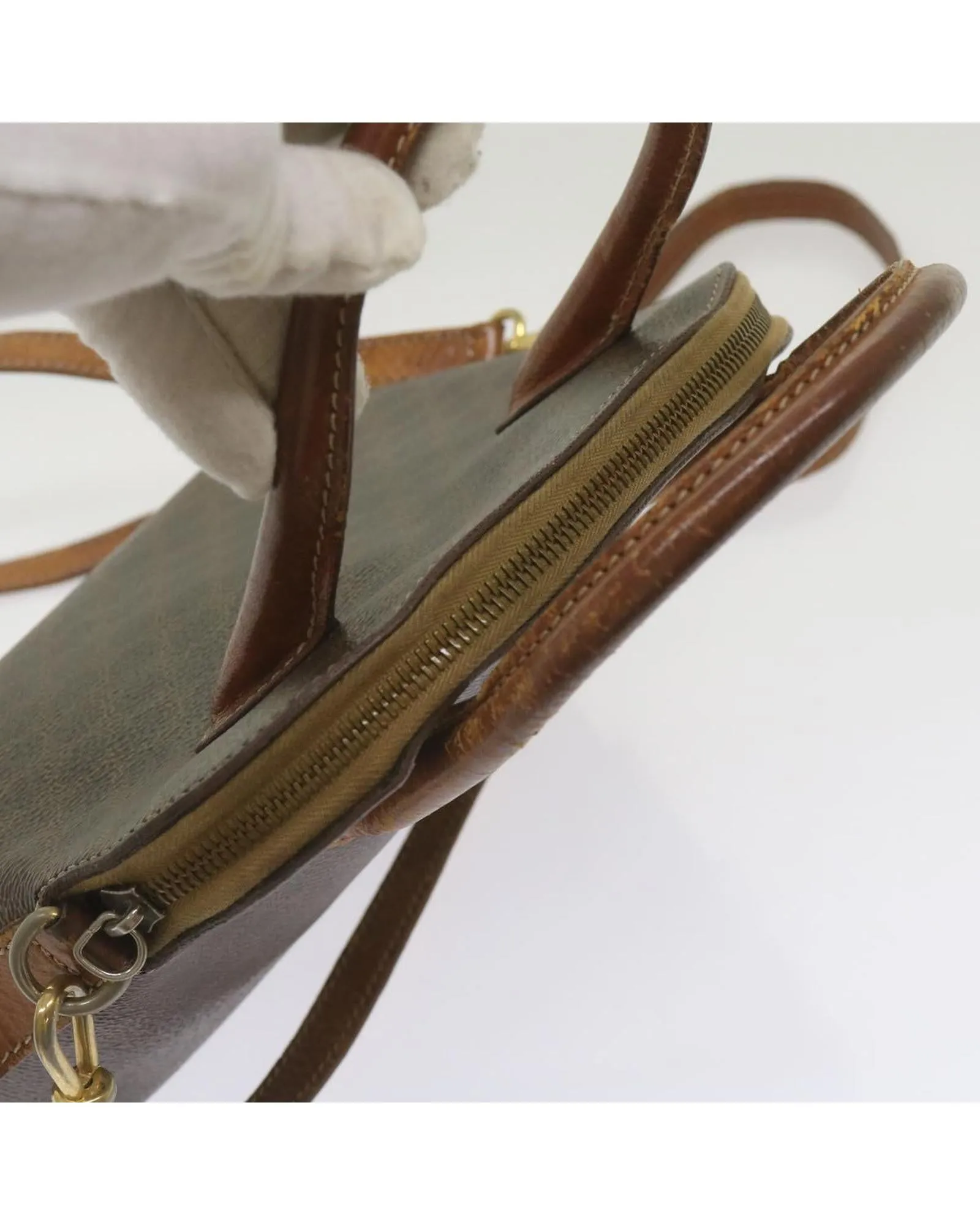 Canvas Hand Bag with Shoulder Strap - Brown