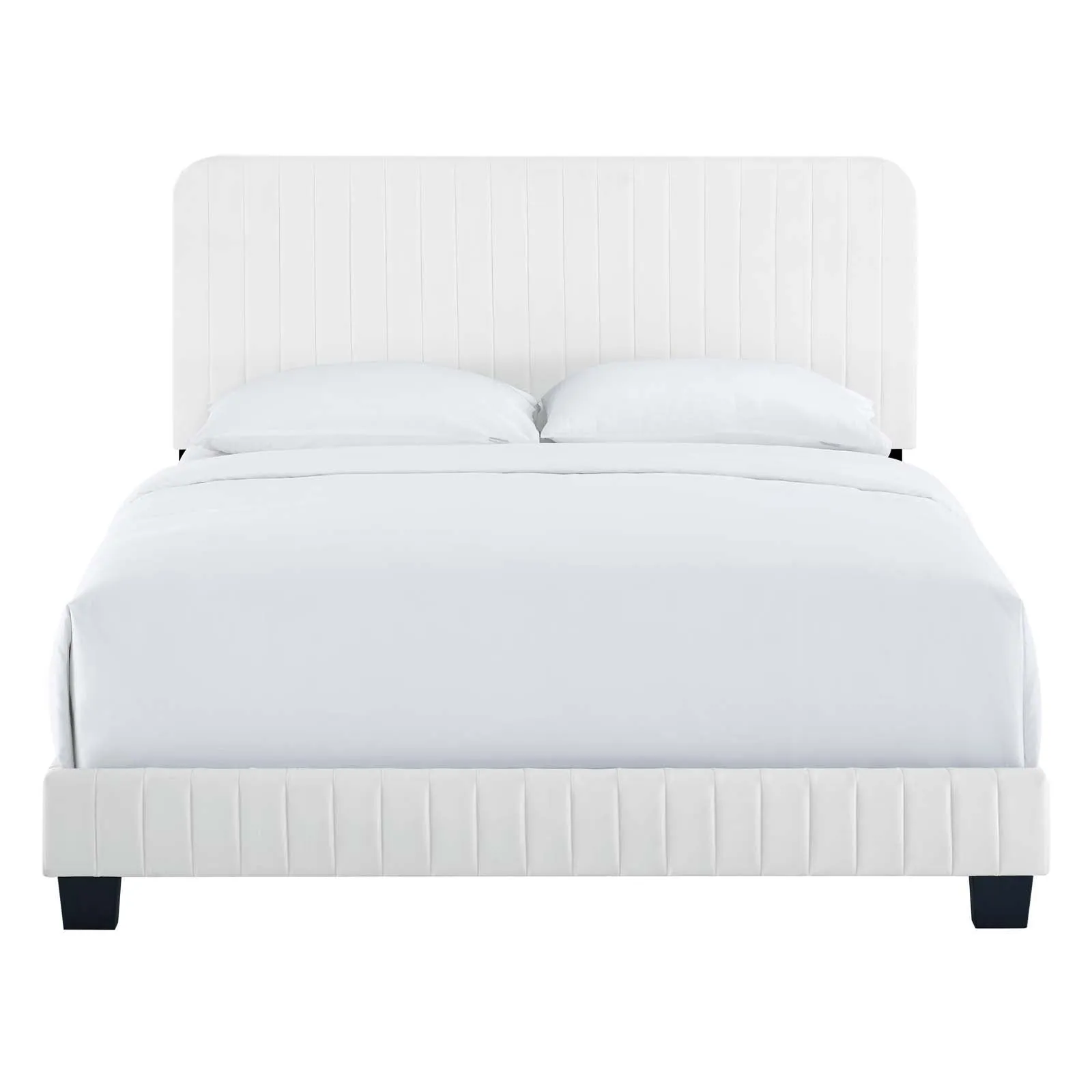 Celine Channel Tufted Performance Velvet Queen Platform Bed White MOD-6334-WHI