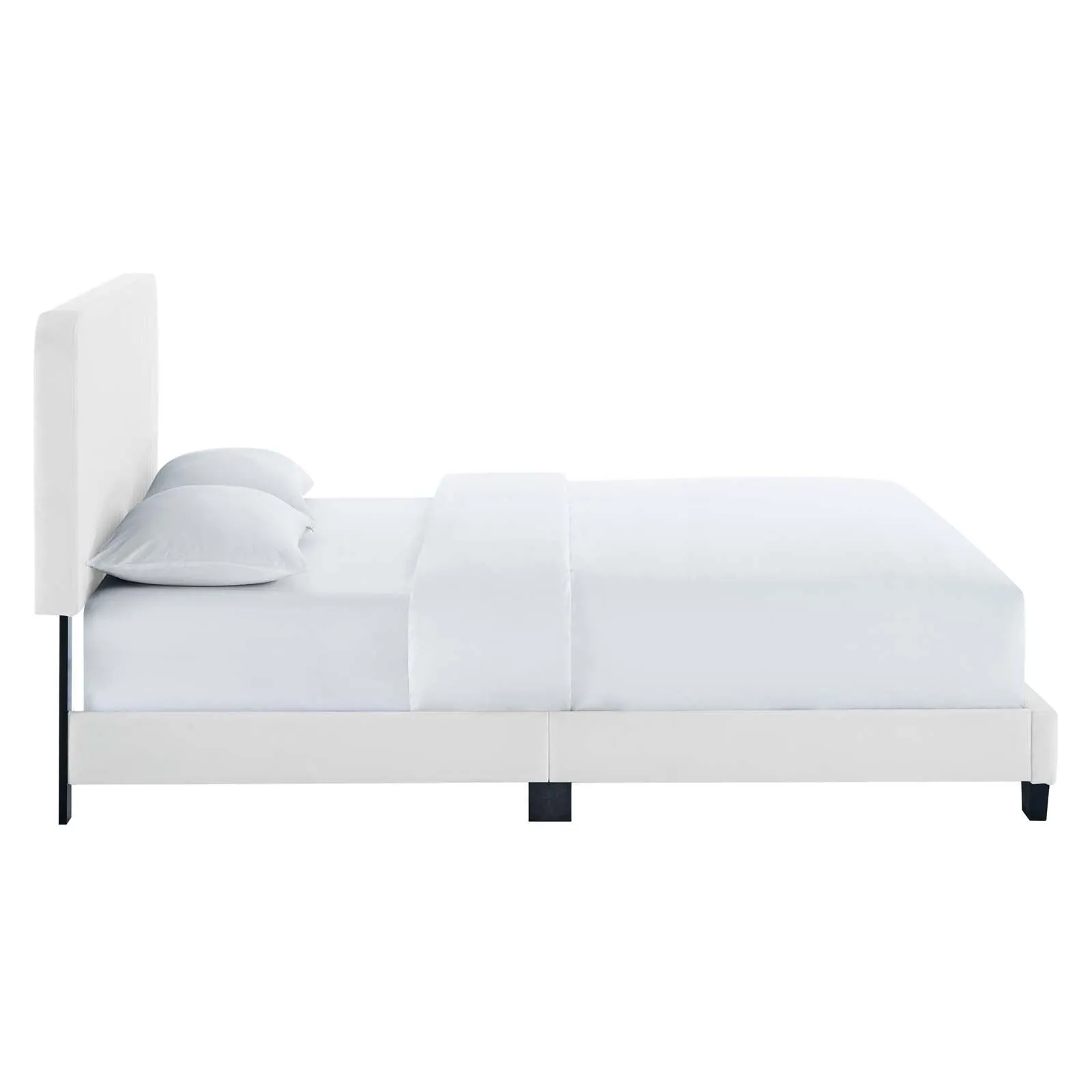 Celine Channel Tufted Performance Velvet Queen Platform Bed White MOD-6334-WHI