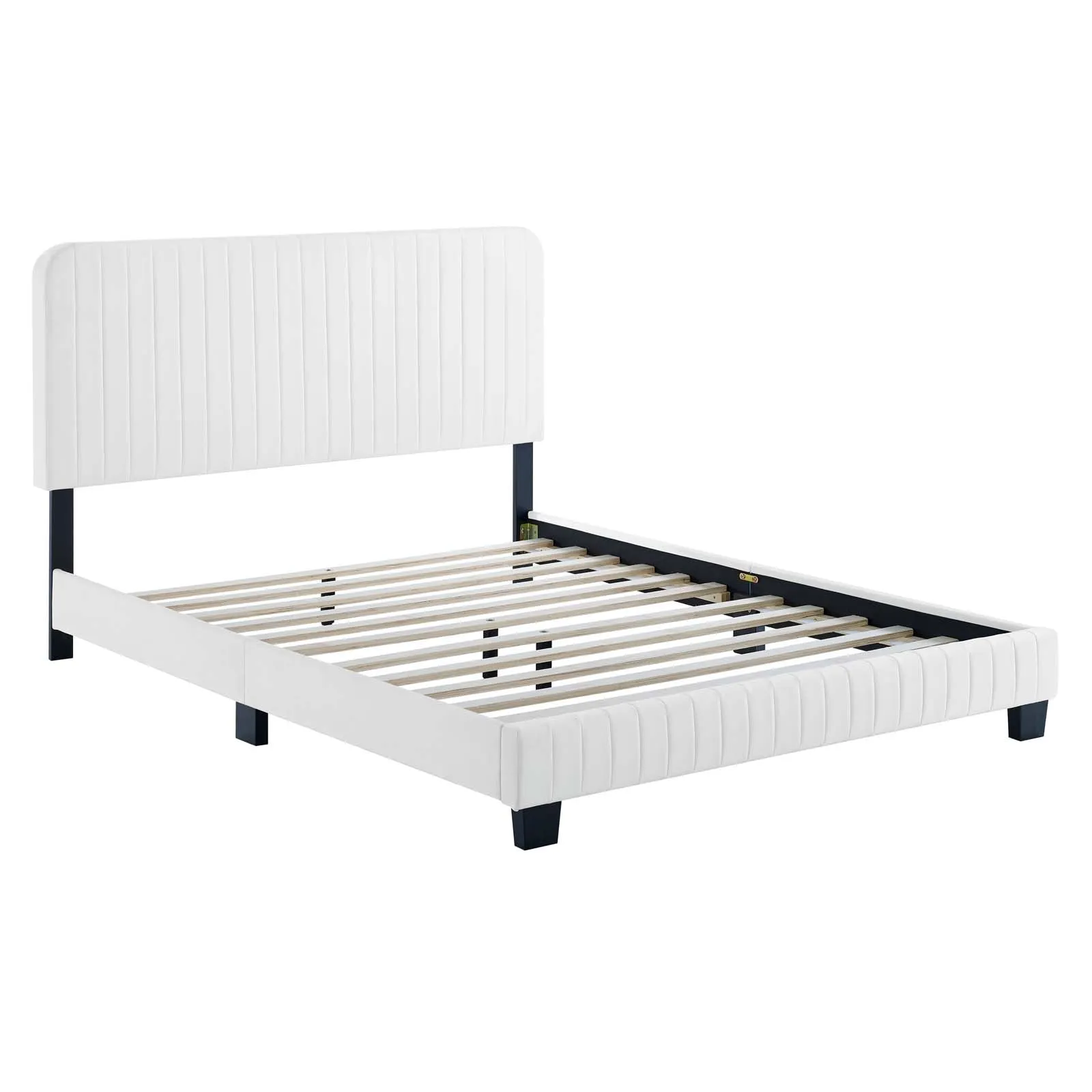 Celine Channel Tufted Performance Velvet Queen Platform Bed White MOD-6334-WHI