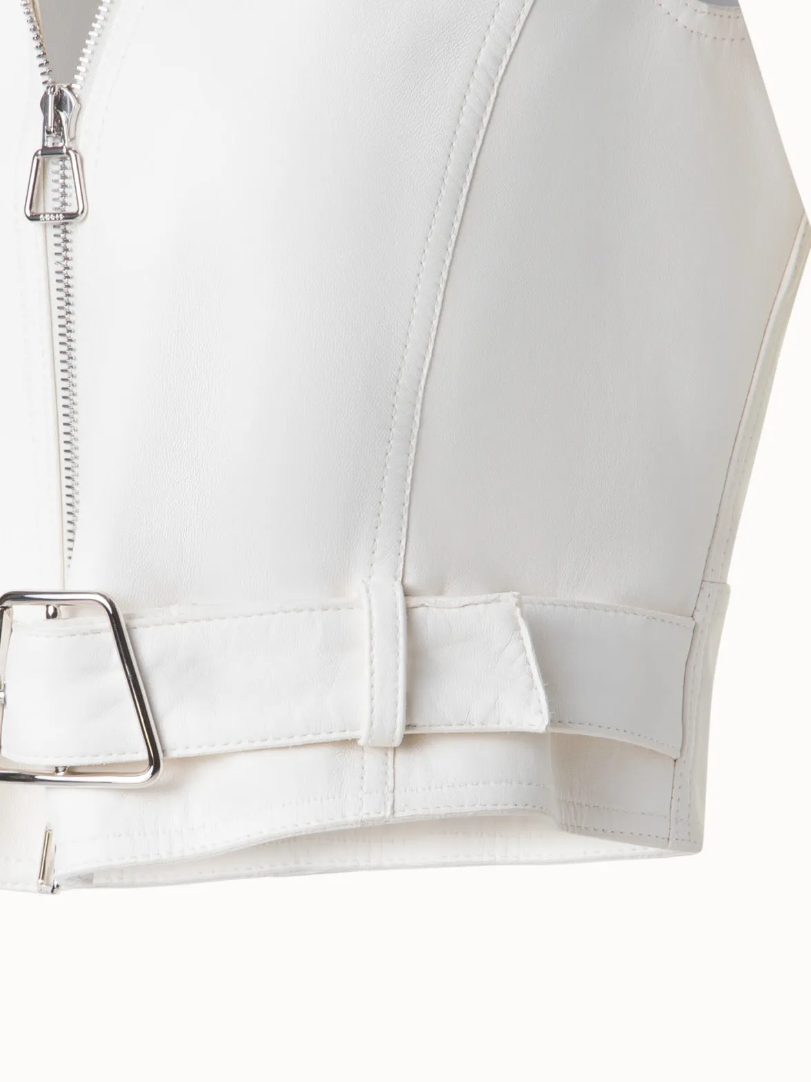 Fitted Biker Style Leather Gilet