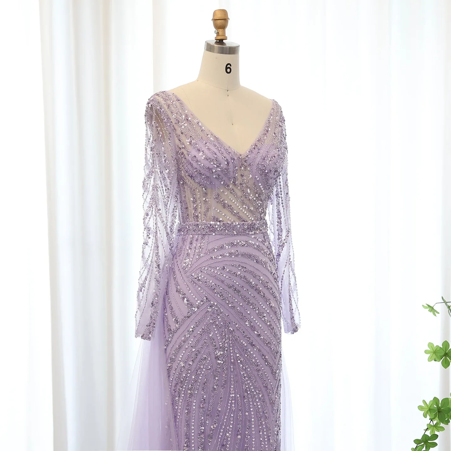 For Sale Luxury Blue Long Sleeve Evening Dress with Detachable Skirt SS432