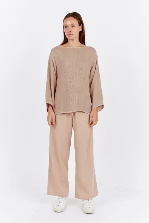 Nadia Hessian Top - Mushroom