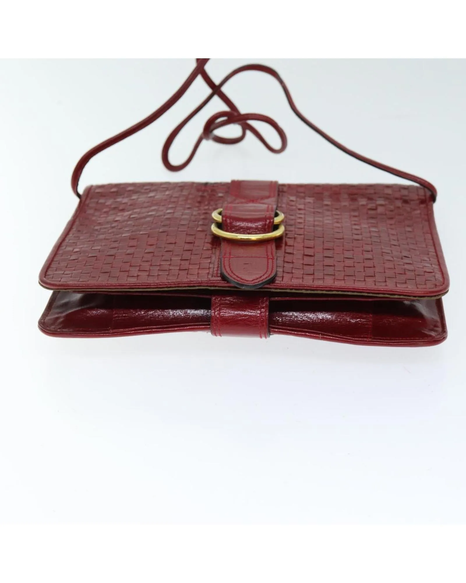 Red Leather Shoulder Bag with Chain Strap