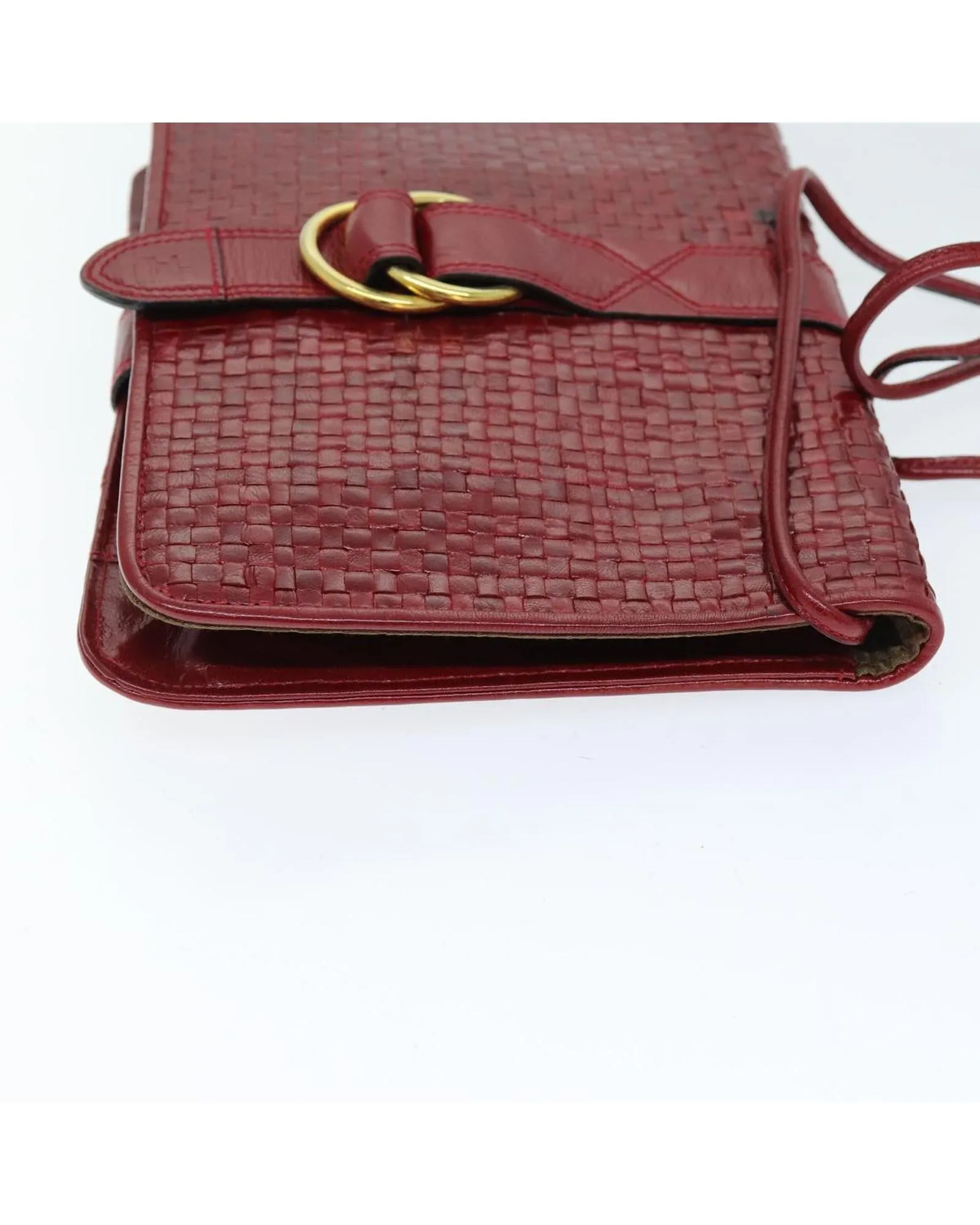 Red Leather Shoulder Bag with Chain Strap